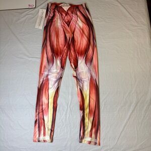 Online Legging Store Womens Anatomical Muscle Leggings Red White Size M NWT NEW